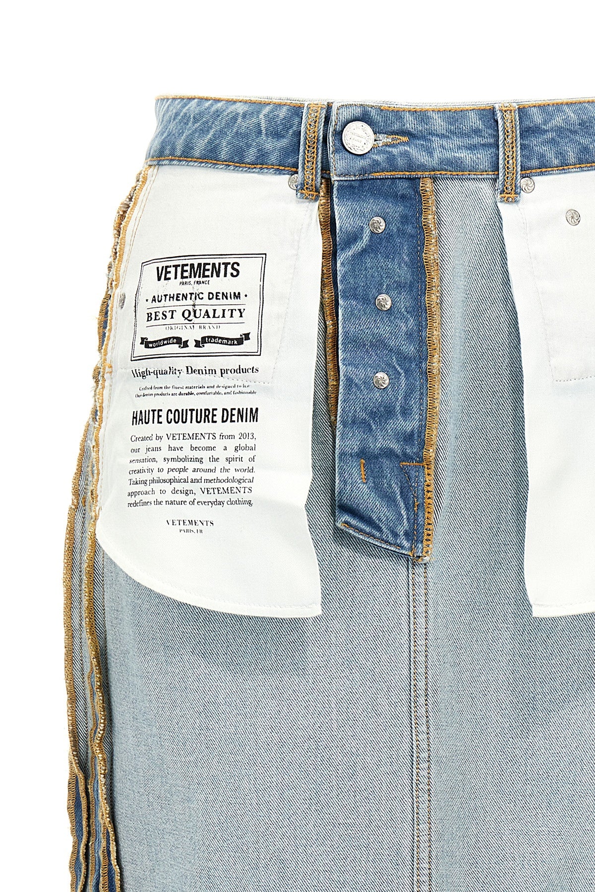 inside-out cotton denim skirt