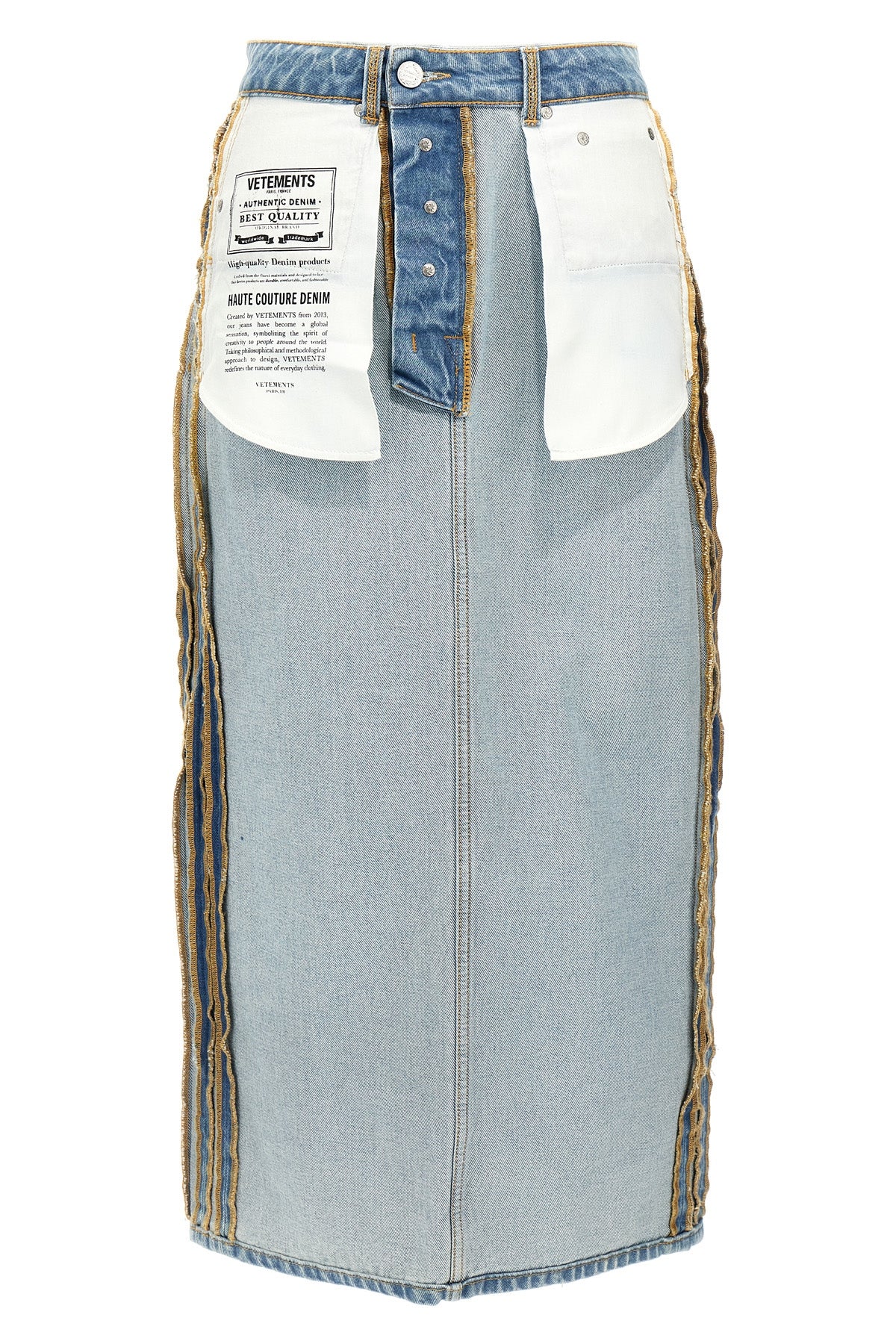 inside-out cotton denim skirt