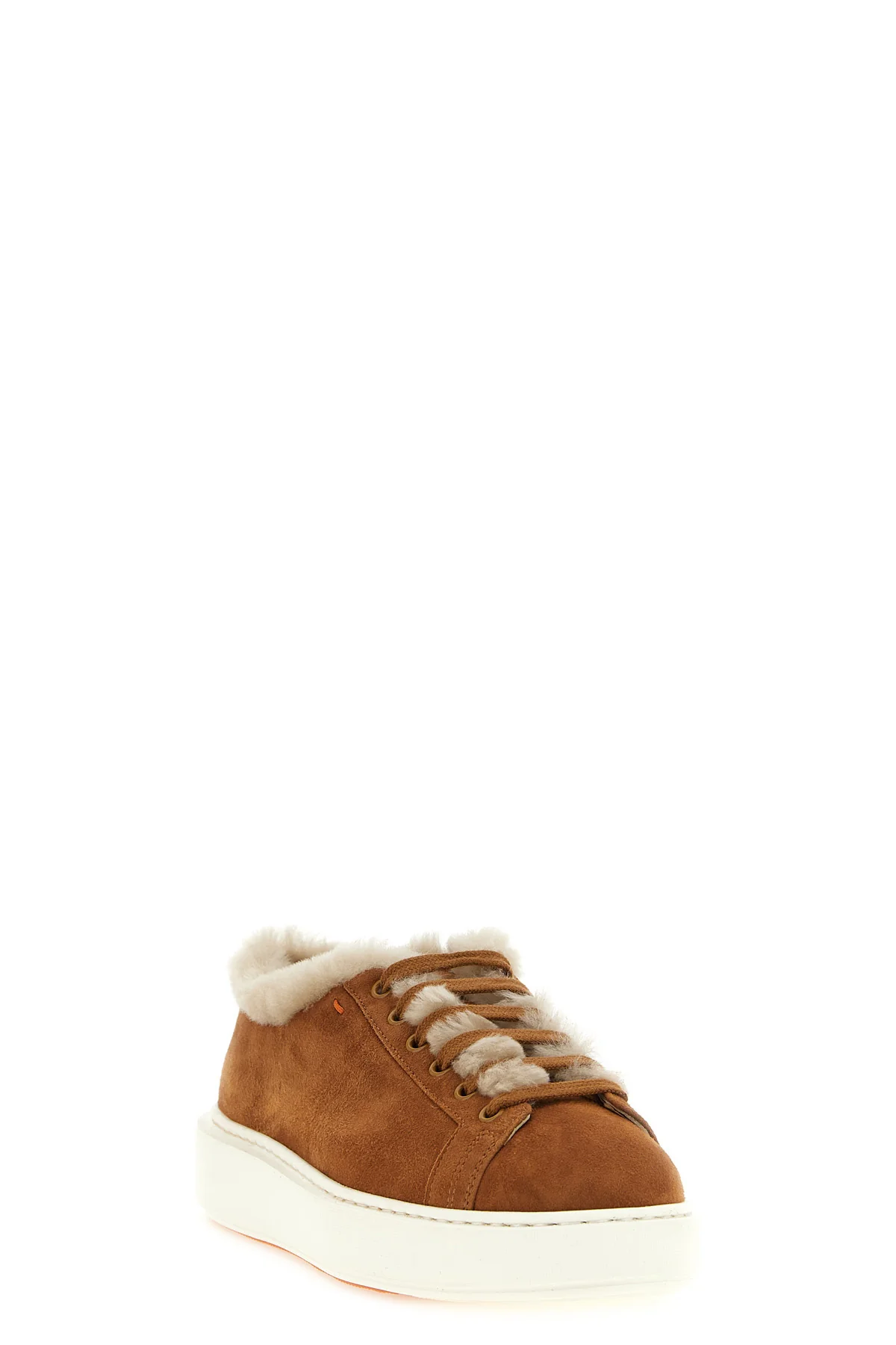 SANTONI 39 santoni cleanmount sneakers in fine cognac-colored suede stand out for a low-t