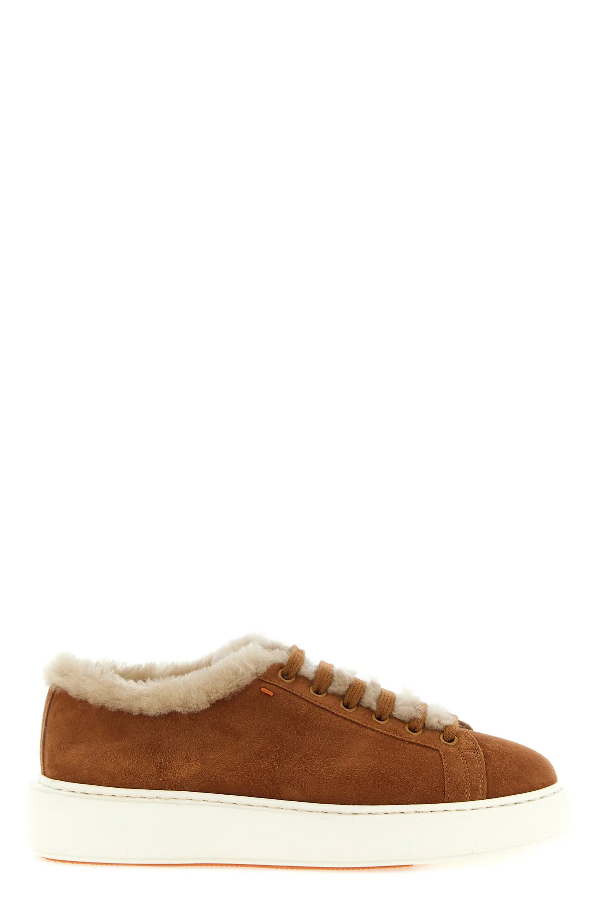 SANTONI 39 santoni cleanmount sneakers in fine cognac-colored suede stand out for a low-t
