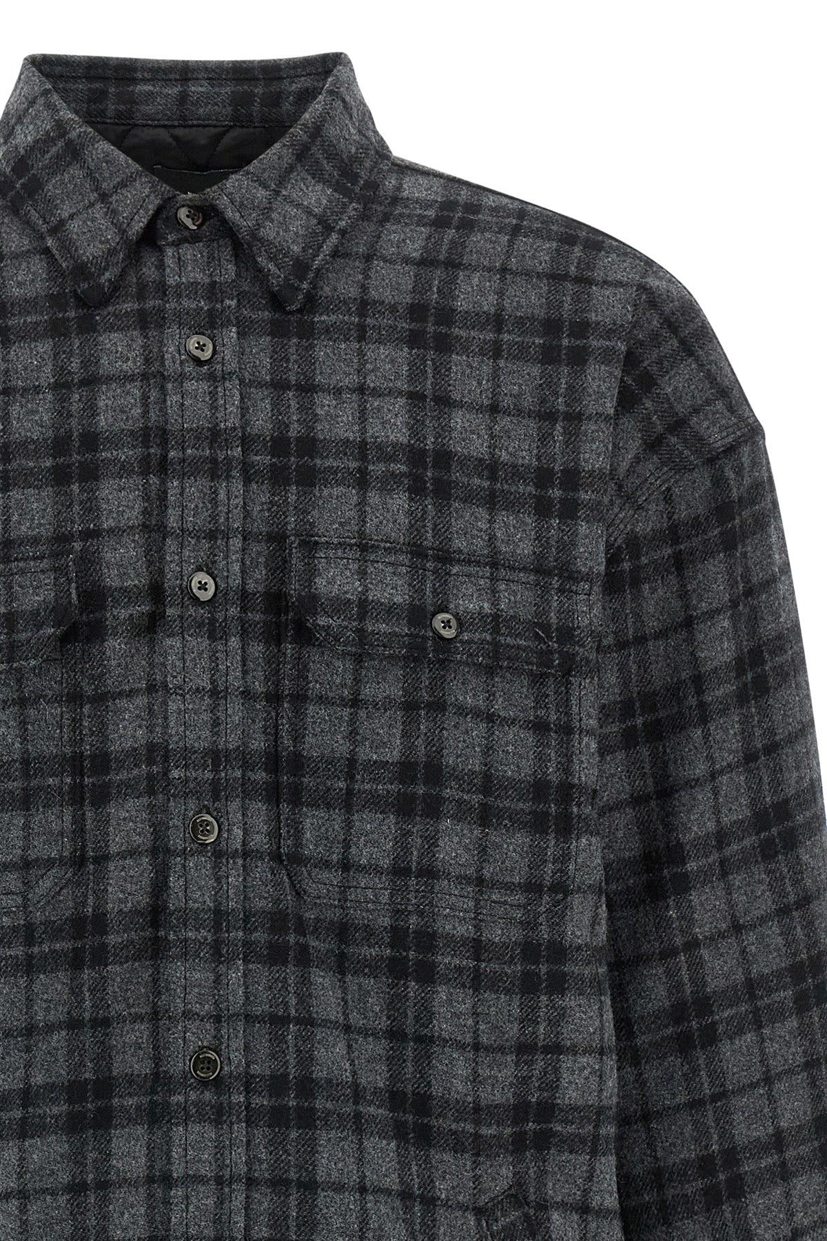 check patterned wool overshirt