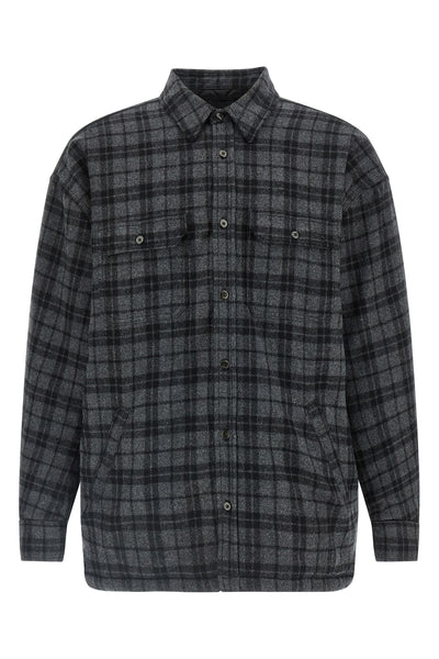 check patterned wool overshirt