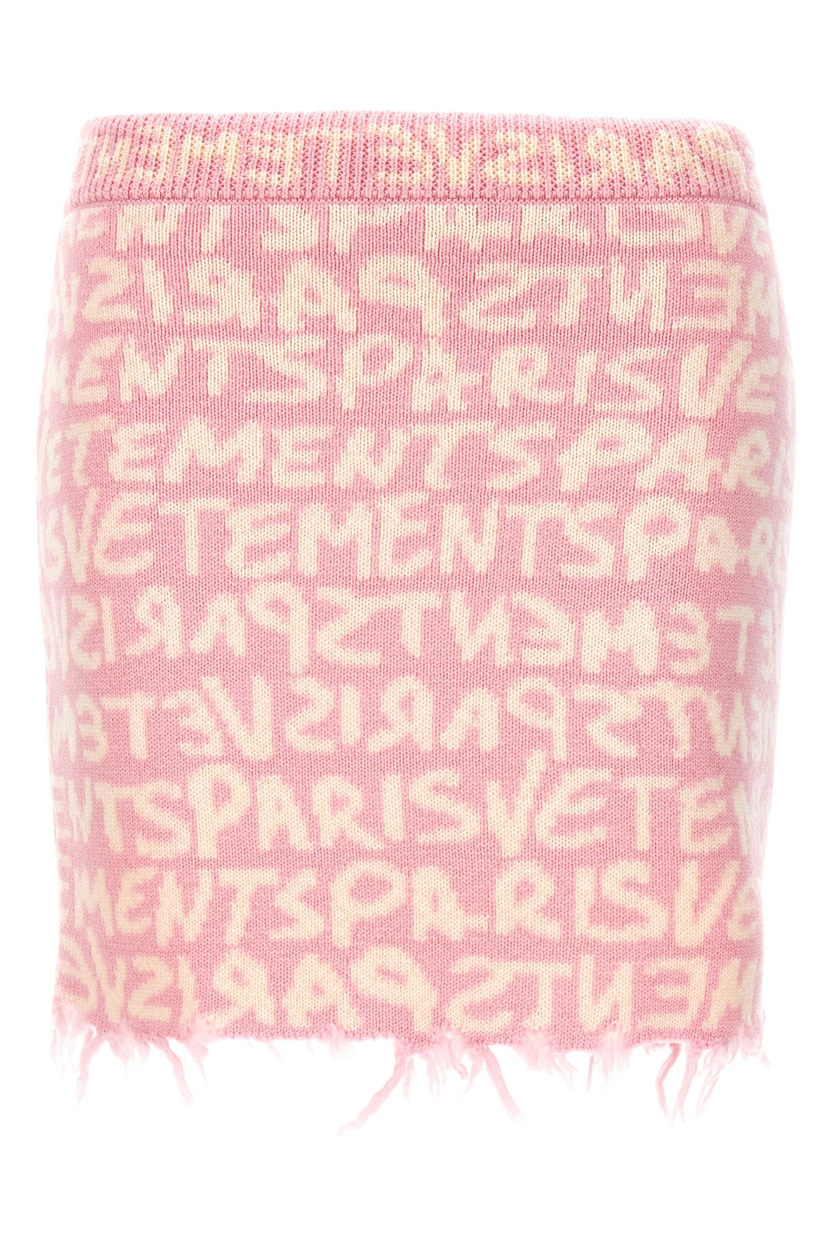 VETEMENTS XS graffiti monogram wool skirt