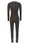 moon printed stretch fabric catsuit