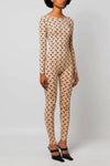 moon printed stretch fabric catsuit