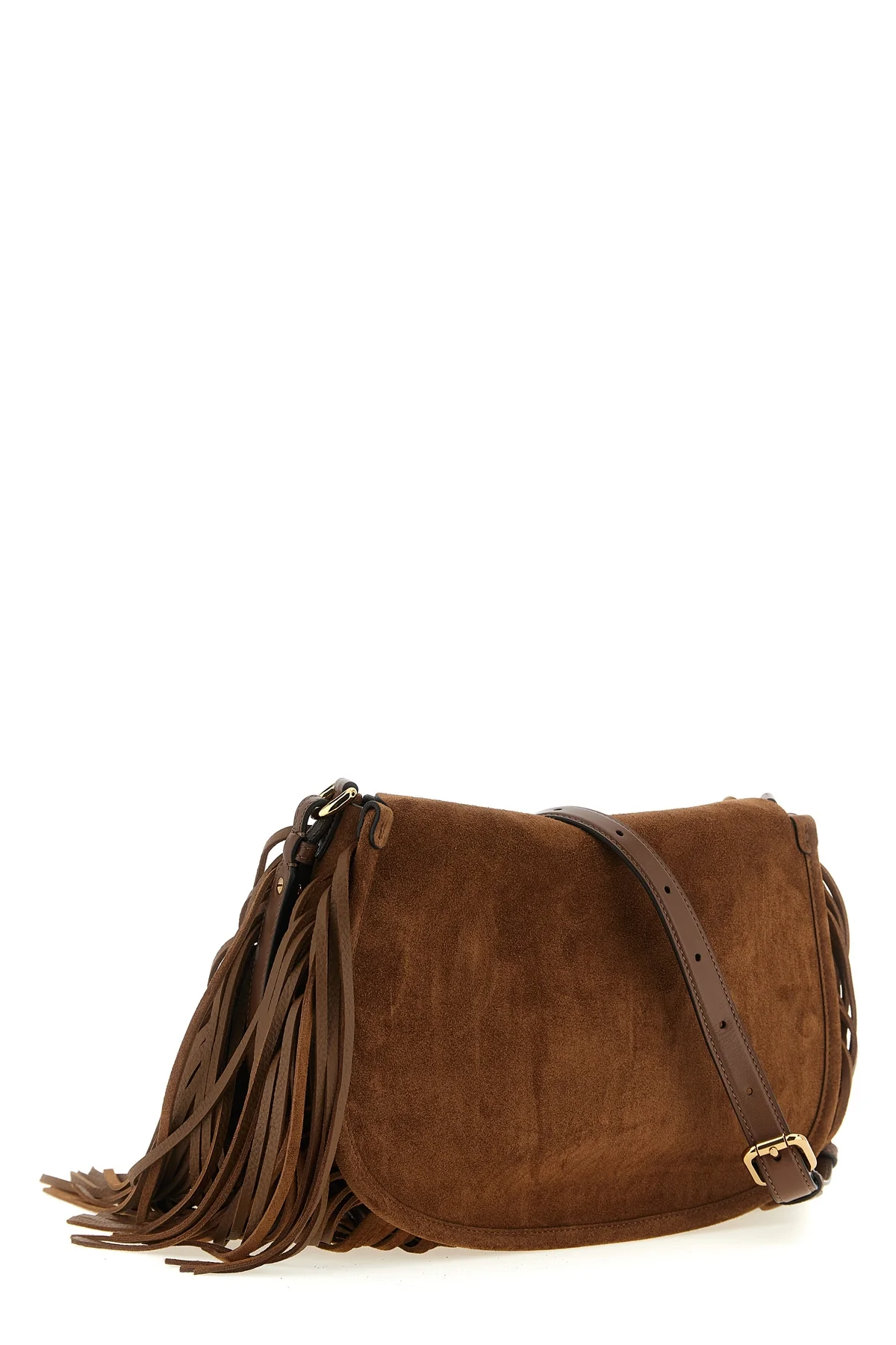 the etro pony medium shoulder bag is made of soft brown suede