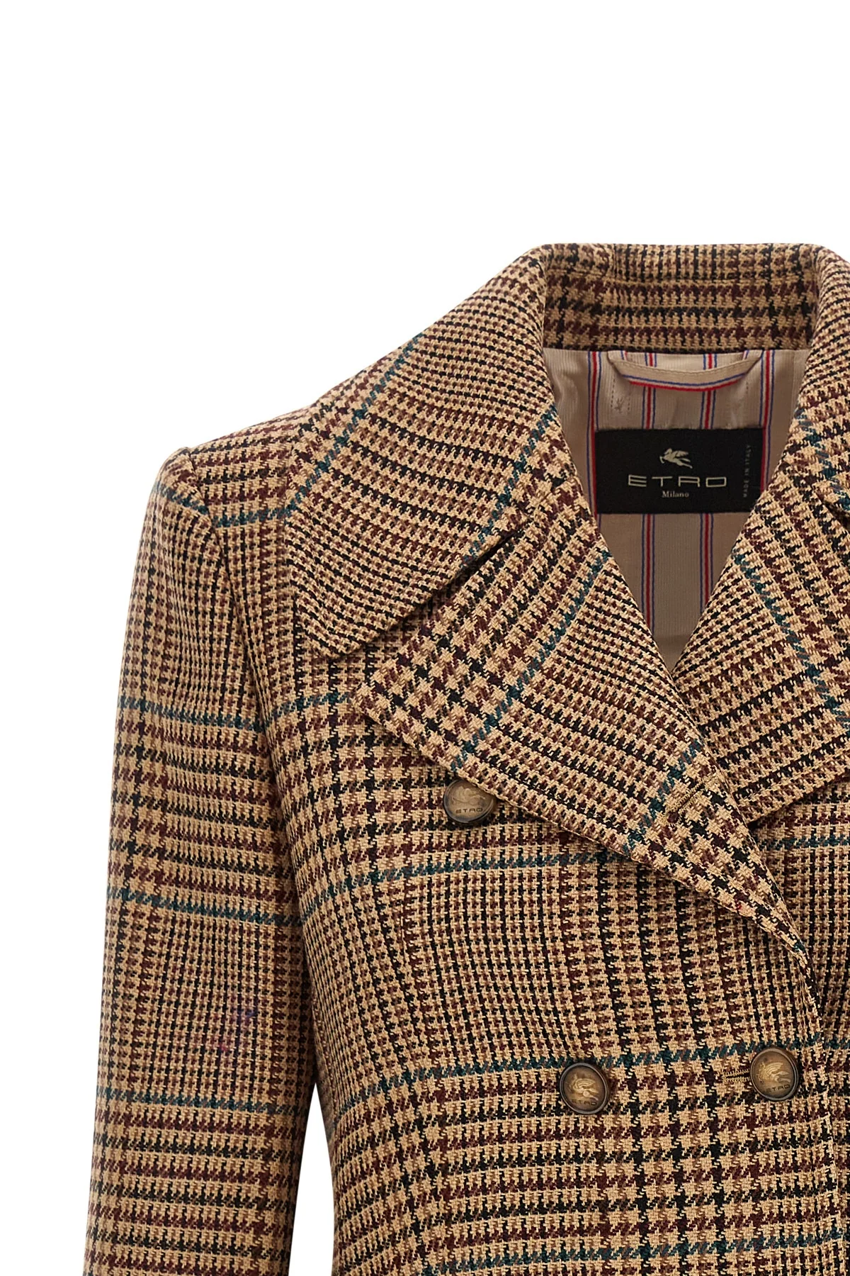 the double-breasted coat etro redefines the codes of tailoring through a rigorou
