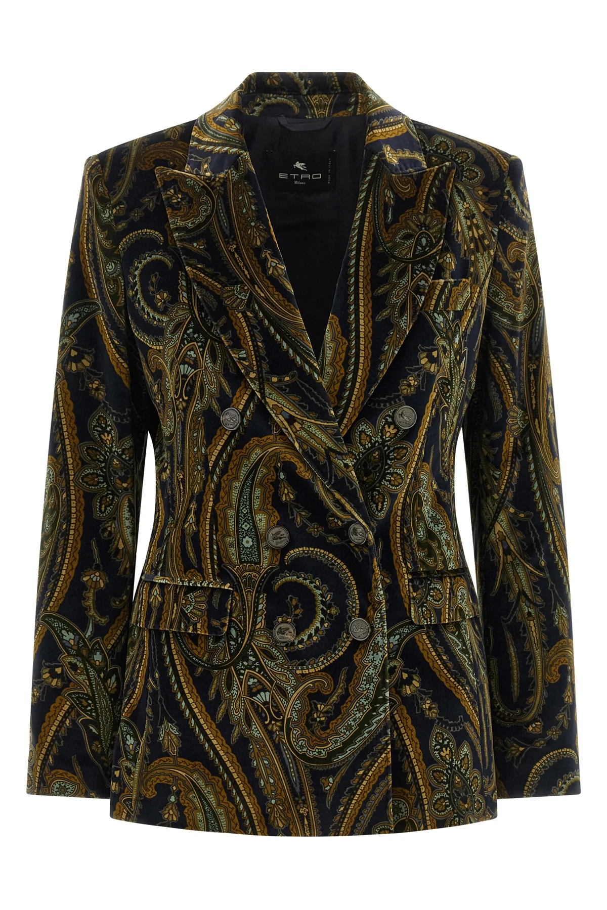 ETRO 38 the etro blazer in soft stretch cotton velvet worked in a shuttle defines the co