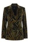 the etro blazer in soft stretch cotton velvet worked in a shuttle defines the co