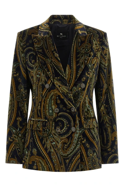 the etro blazer in soft stretch cotton velvet worked in a shuttle defines the co