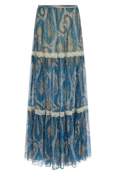 long skirt in patterned silk