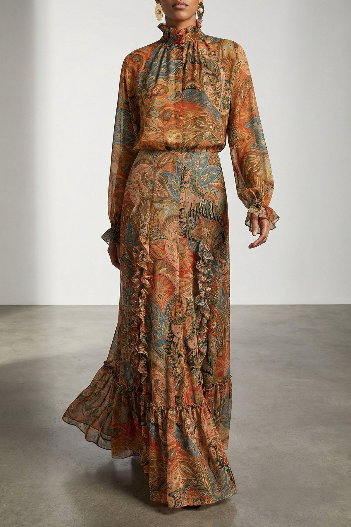 ETRO 38 long skirt in light silk chiffon