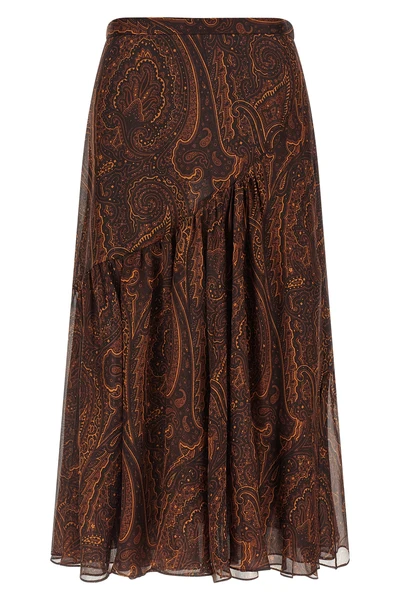 the etro long skirt defines sartorial fluidity through a pure silk construction