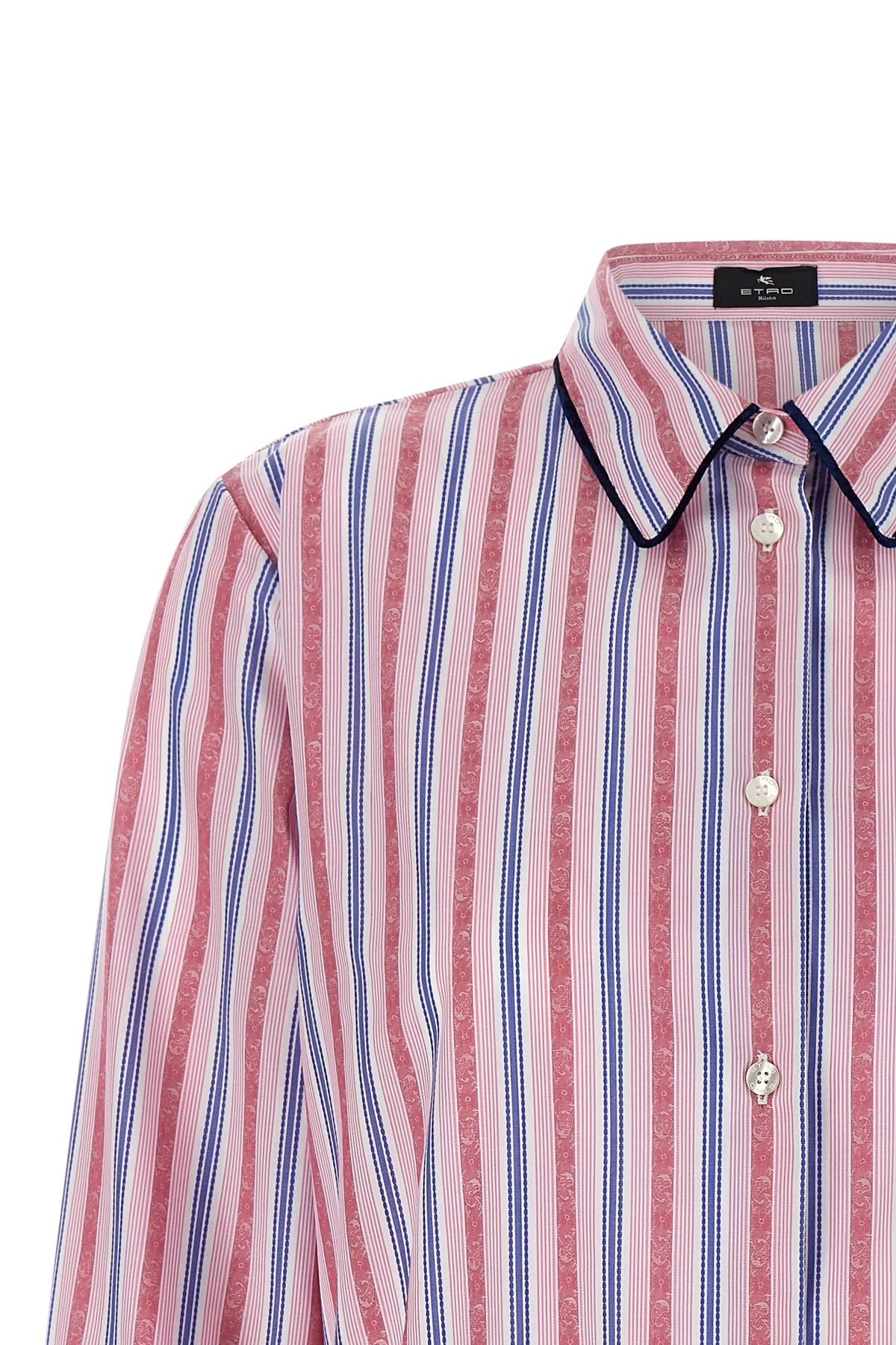 the etro pure cotton shirt is distinguished by a sophisticated jacquard shuttle