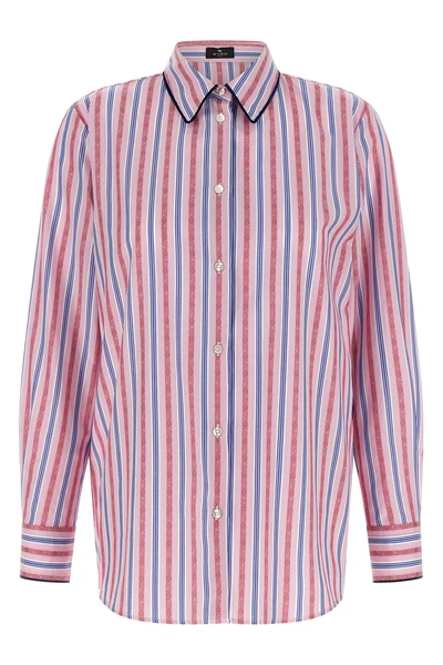 the etro pure cotton shirt is distinguished by a sophisticated jacquard shuttle