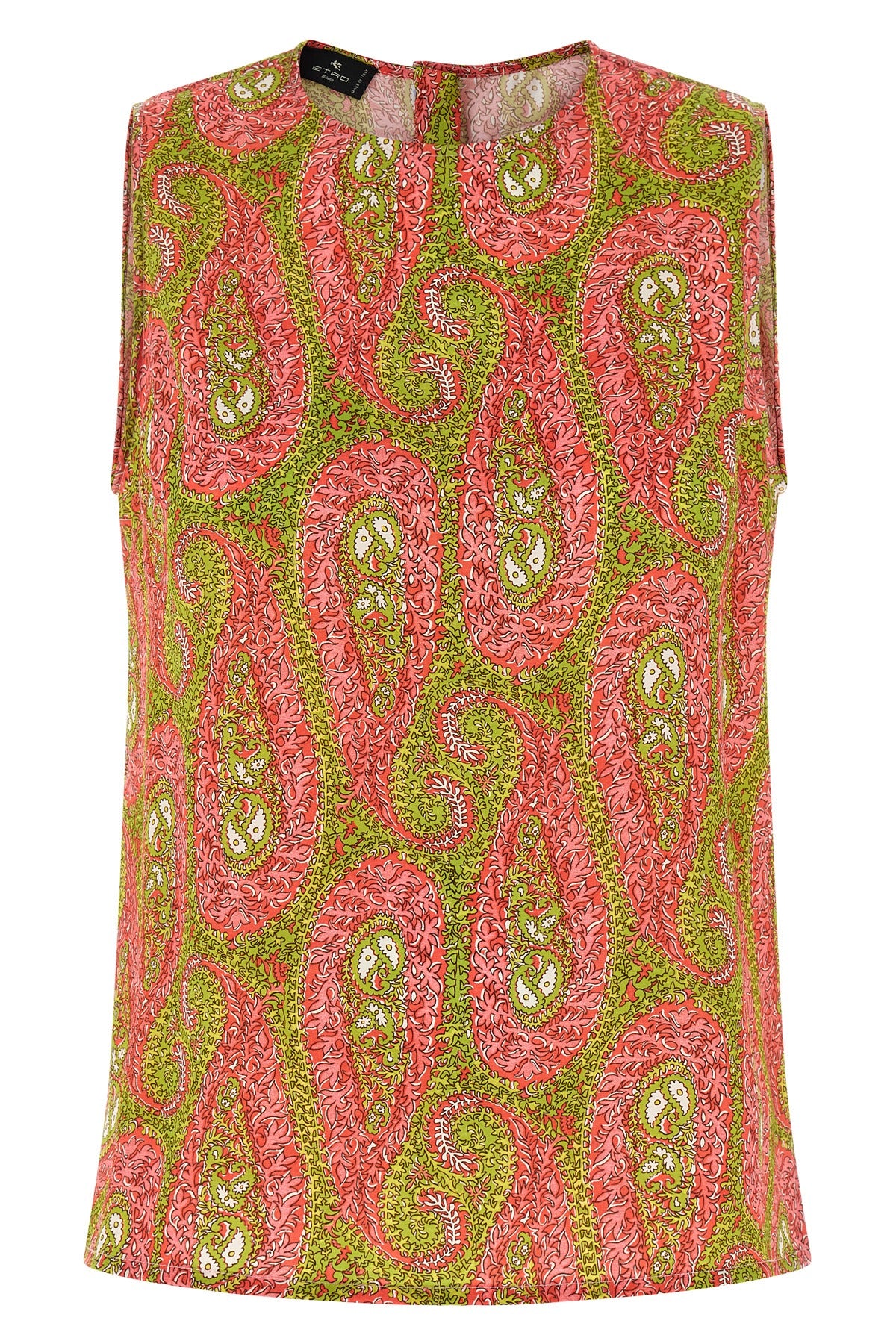 ETRO 44 all-over paisley foliage twill fabric fluid top