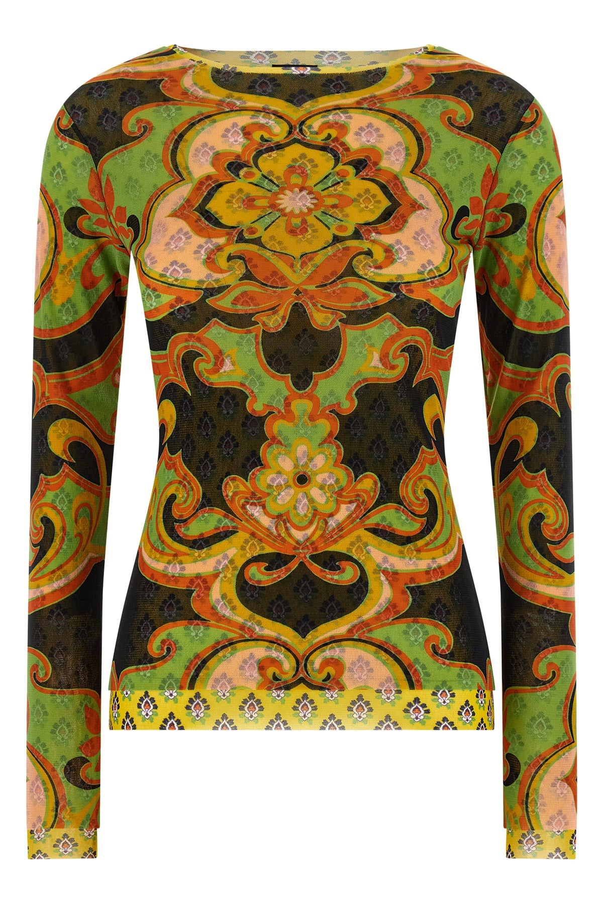 ETRO 42 patterned stretch mesh fabric sweater