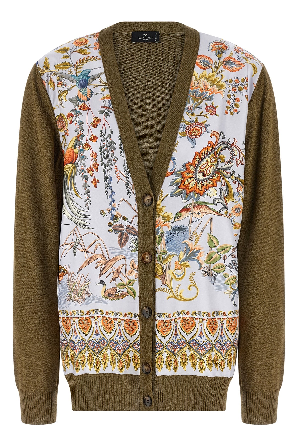 ETRO 42 cardigan in cotton blend and solid color viscose