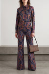 the flared jeans etro redefine the classic silhouette through a structured cotto