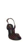 two-tone woven fabric sandals