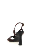 two-tone woven fabric sandals