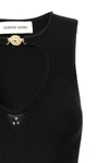 moon jewelry knit open neck ribbed stretch viscose blend top