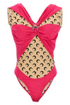 bodysuit in patchwork fabrics