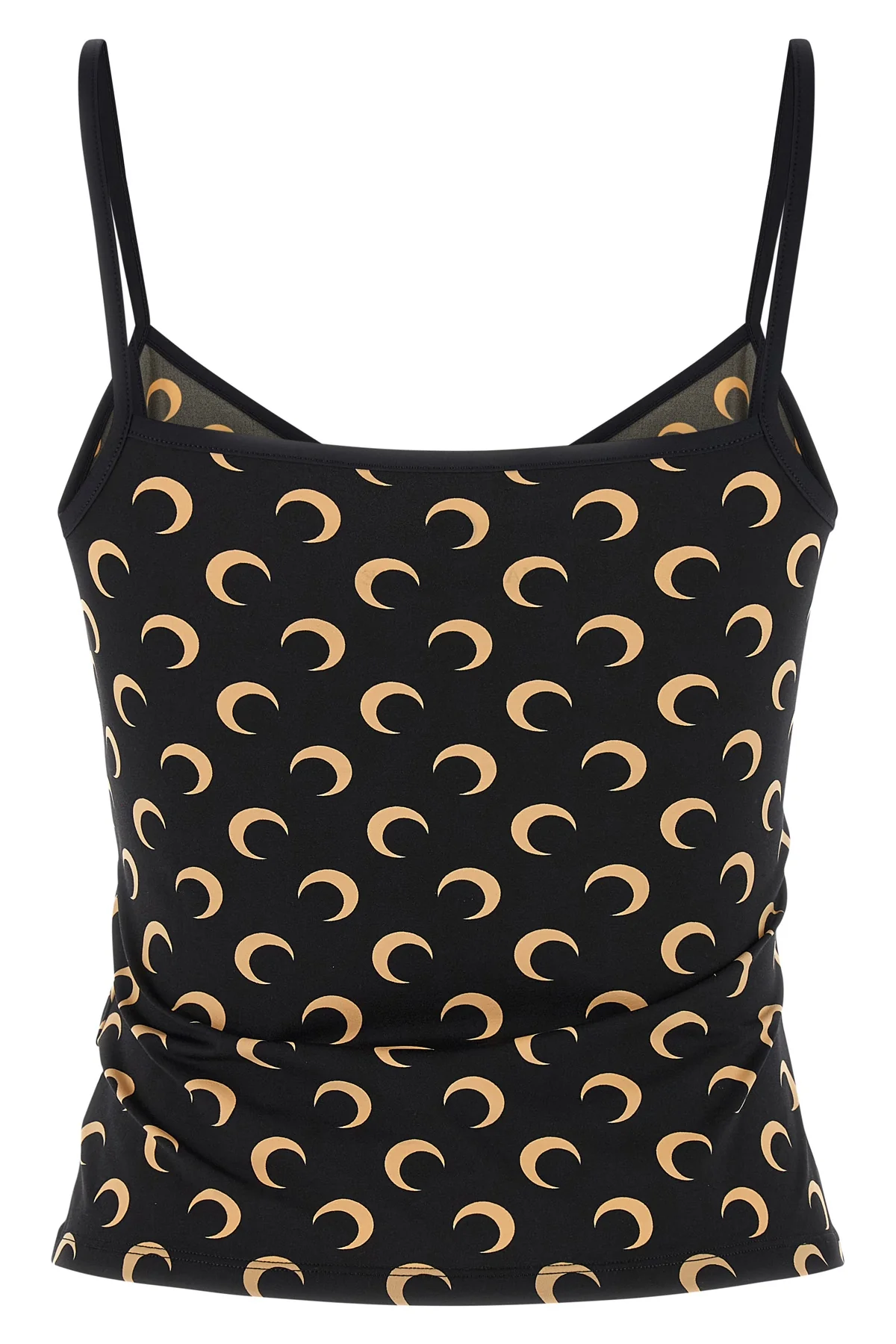 all over moon print stretch fabric crop top