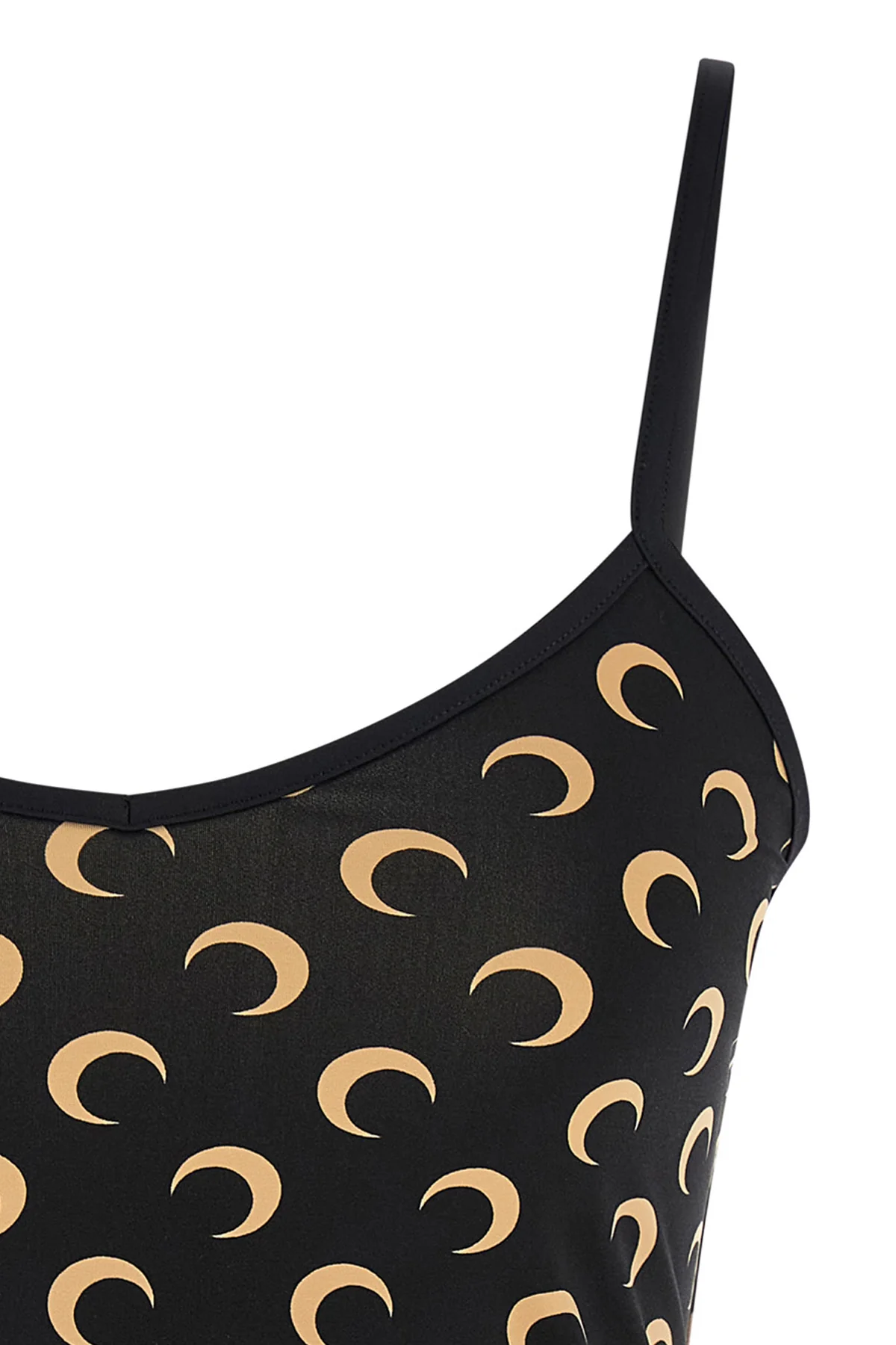 all over moon print stretch fabric crop top