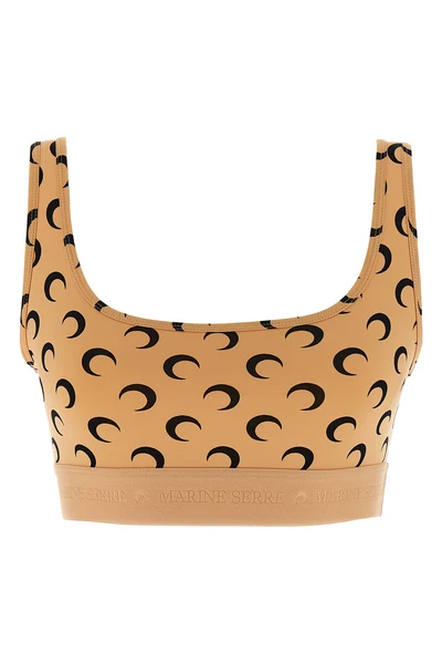 moon printed jersey crop top in stretch fabric
