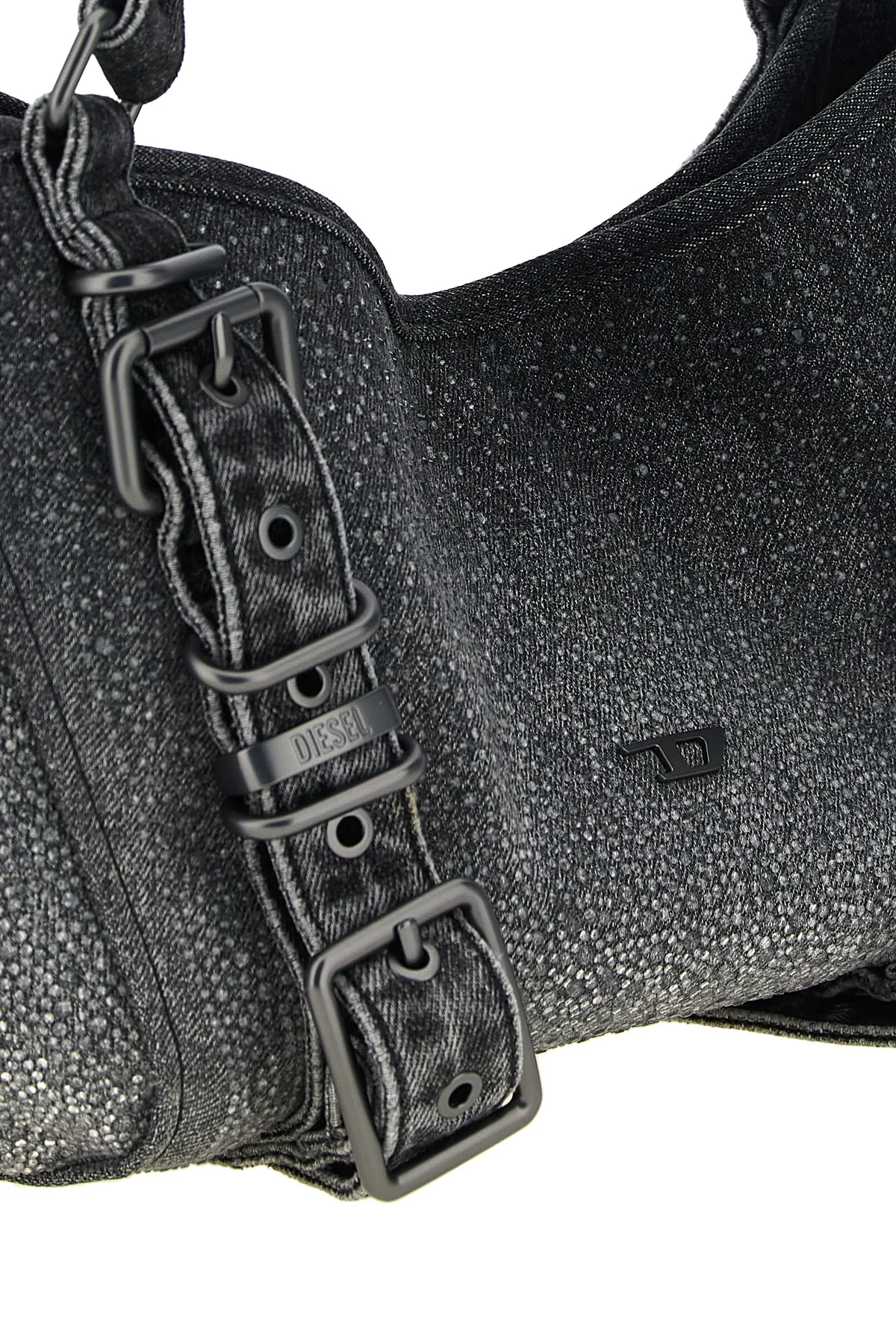 diesels d-one small handbag features a compact structure made of black cotton