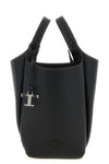 the tods mini bucket bag is made of fine black hammered calf leather
