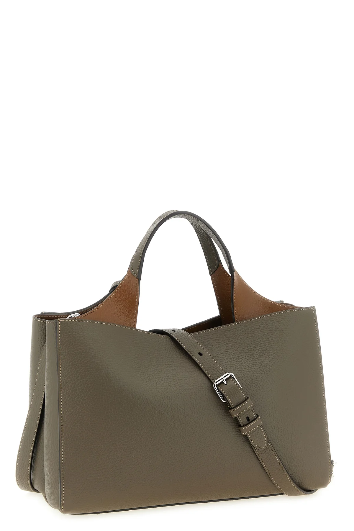 the tods small handbag is made of fine hammered taupe calf leather