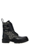 ranger leather and jacquard fabric ankle boots