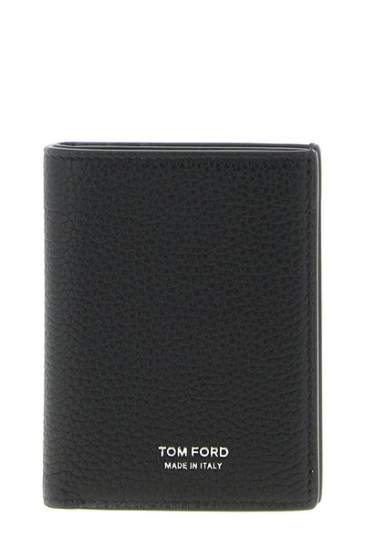 foldable card holder in grain leather