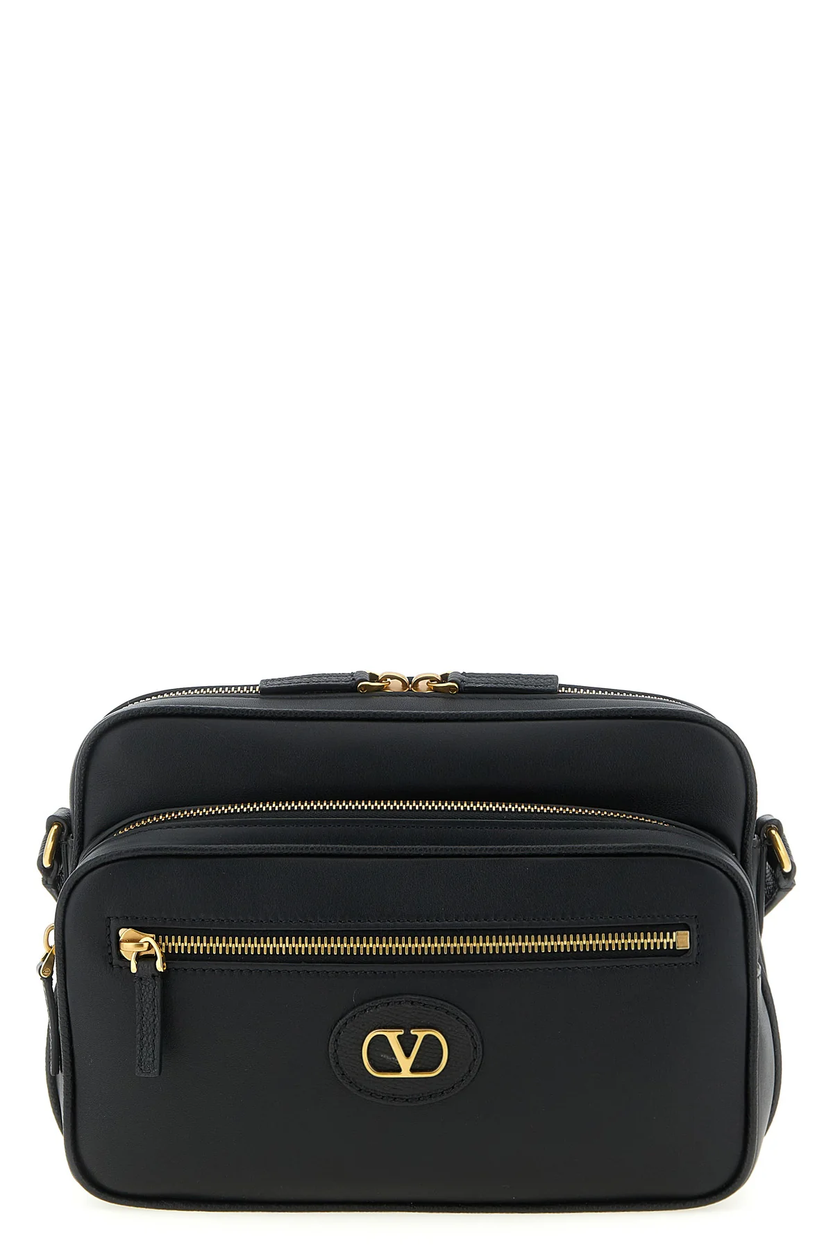 VALENTINO GARAVANI OS antibes smooth and hammered calf leather crossbody bag