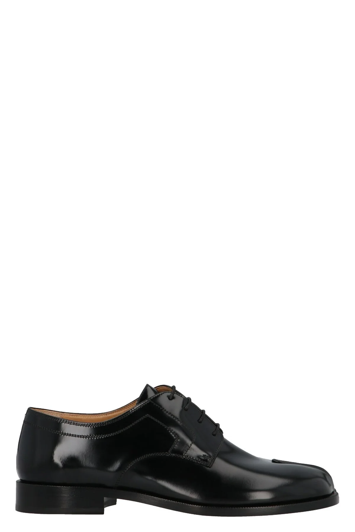 MAISON MARGIELA 40 black brushed leather tone on tone lace up