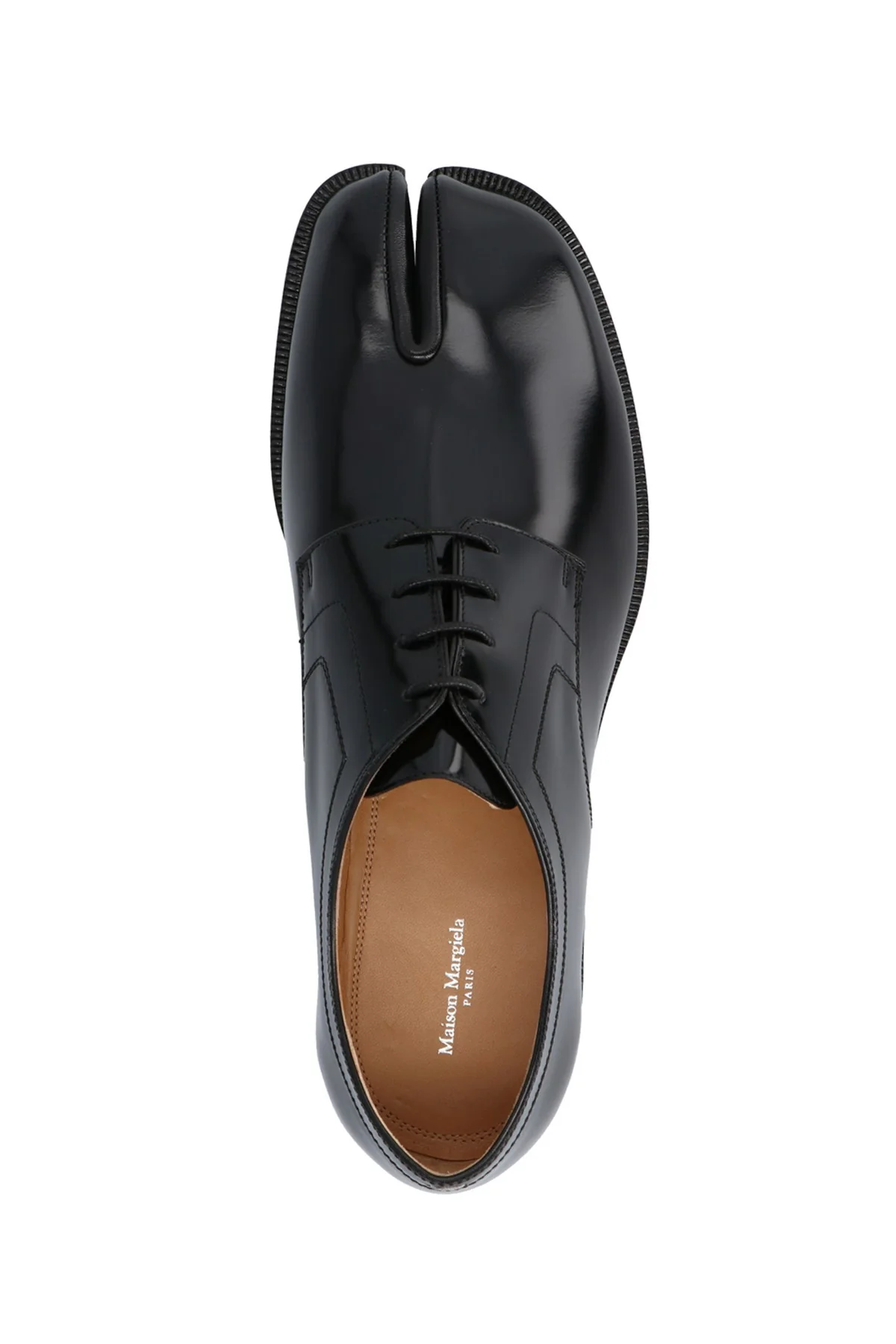 black brushed leather tone on tone lace up