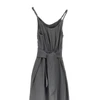 twill long dress with belt