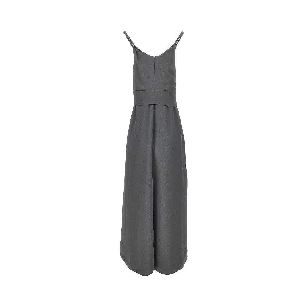 twill long dress with belt