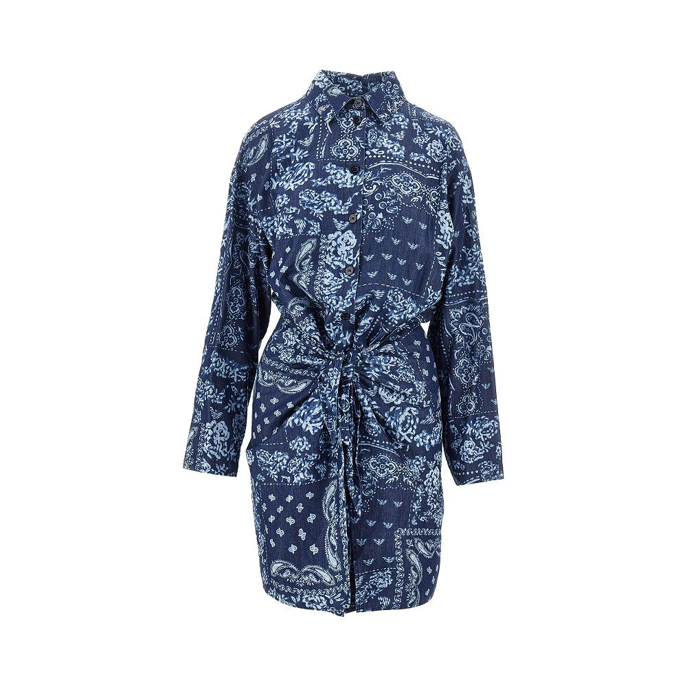EMPORIO ARMANI 38 bandana print chambray mini dress