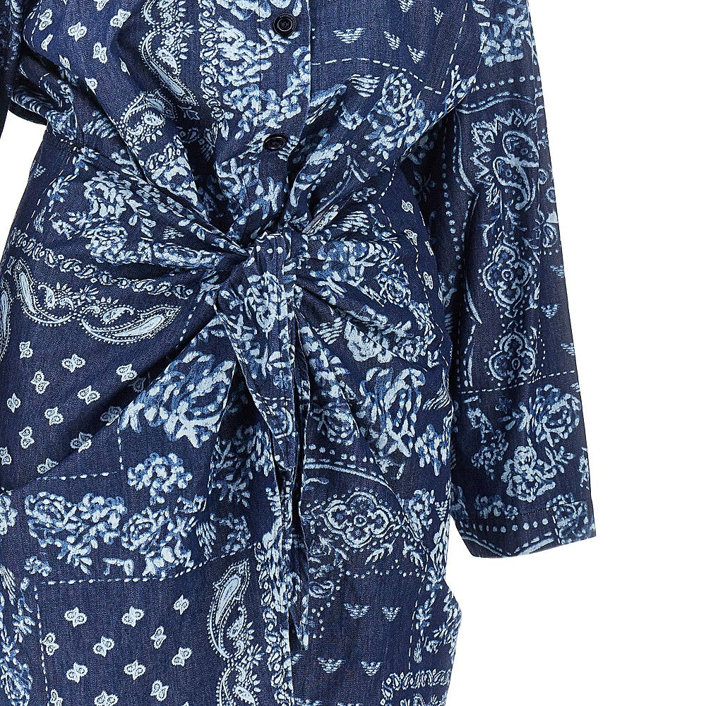 EMPORIO ARMANI 38 bandana print chambray mini dress