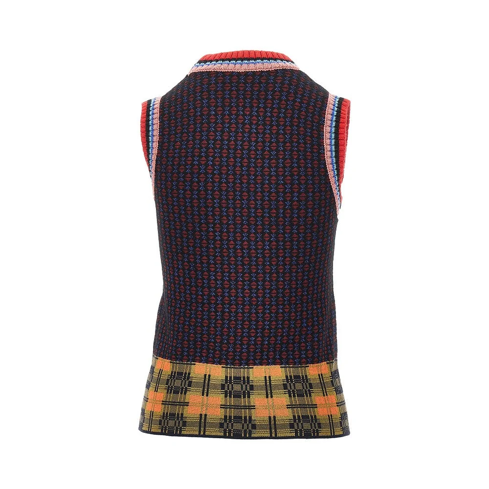 jacquard wool-blend vest
