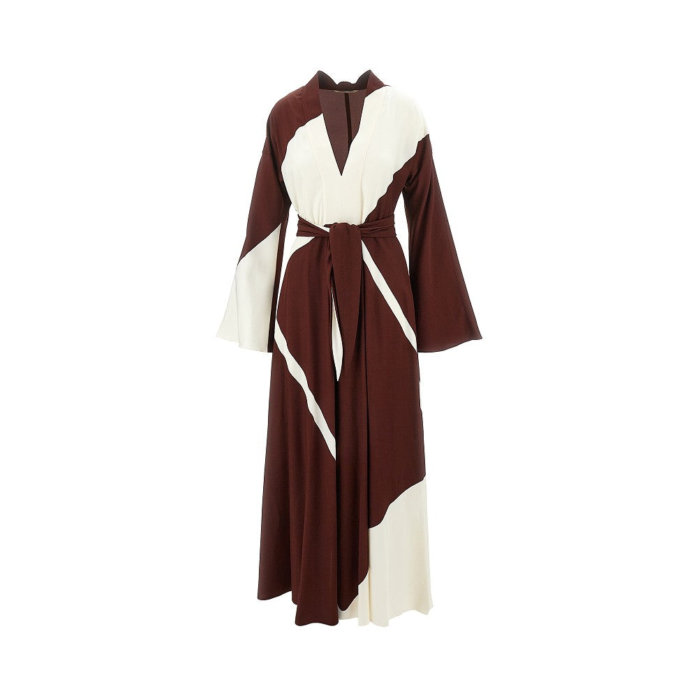 ALBERTA FERRETTI 42 printed viscose twill long dress