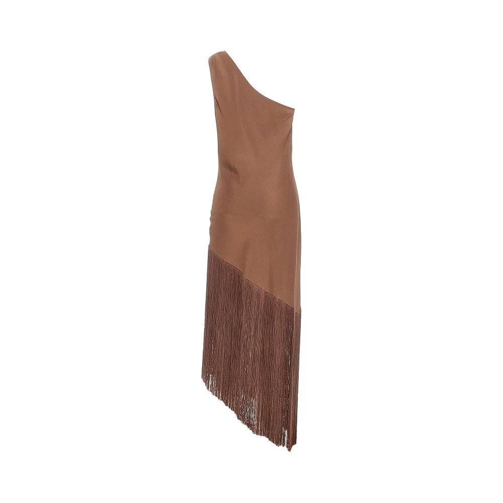 fringed satin midi dress