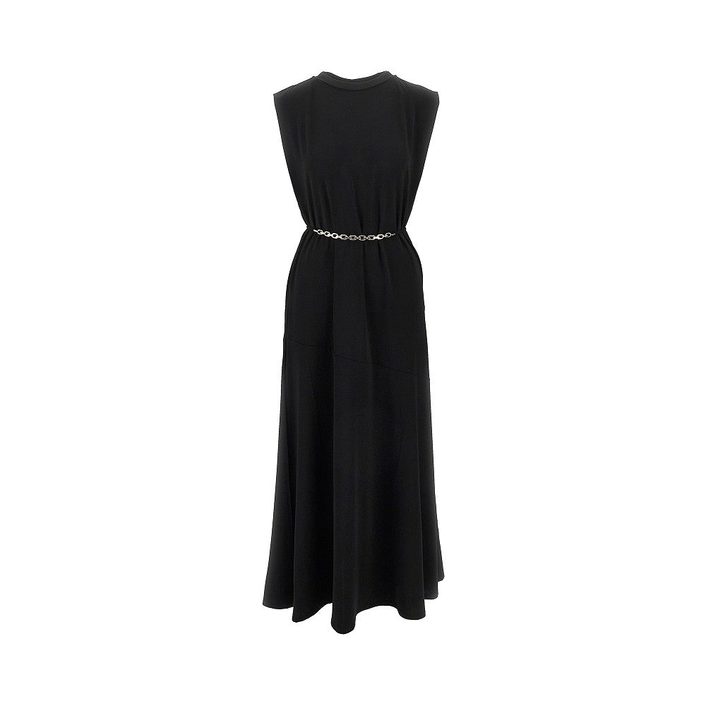 PINKO XS jersey long dress with chain belt