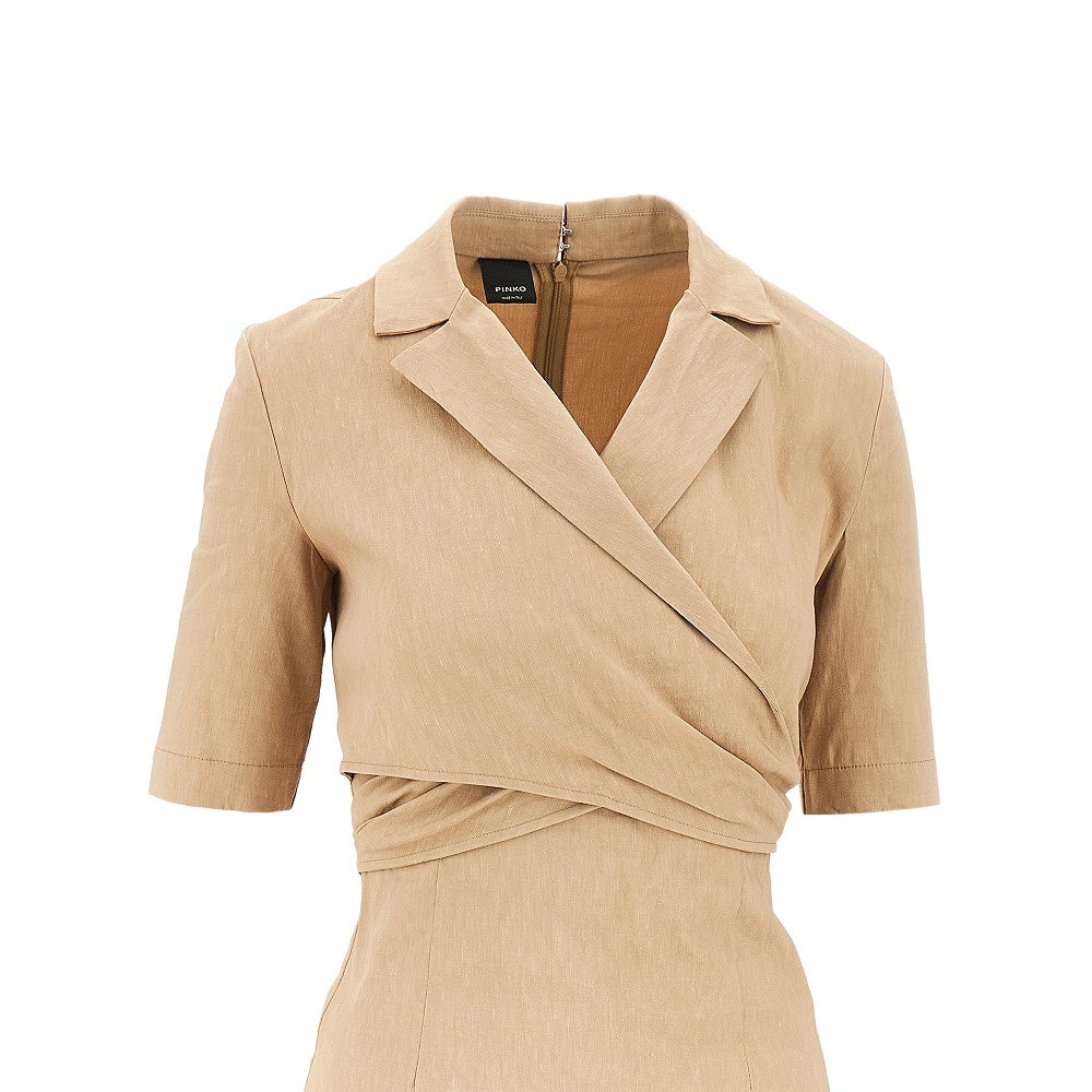 PINKO 40 wrapped linen-blend midi dress