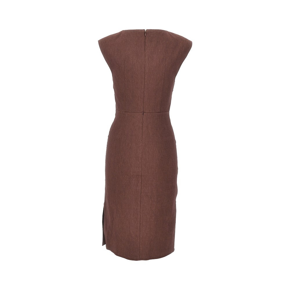 stretch linen-blend longuette skirt