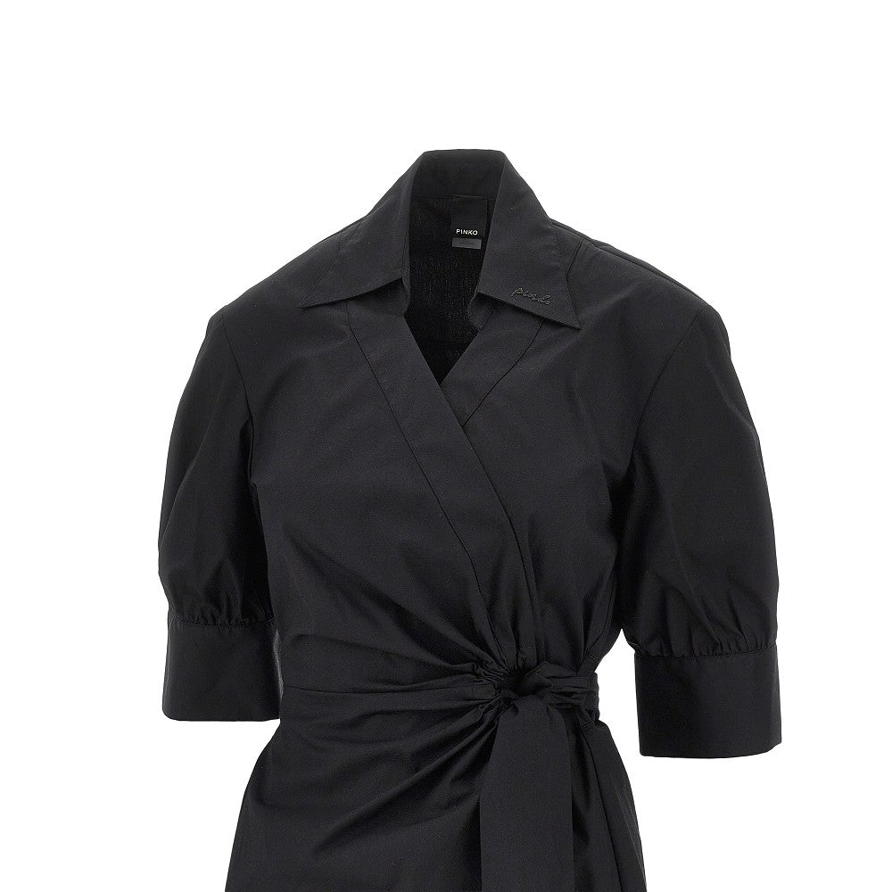 PINKO 38 stretch cotton wrap-over midi dress