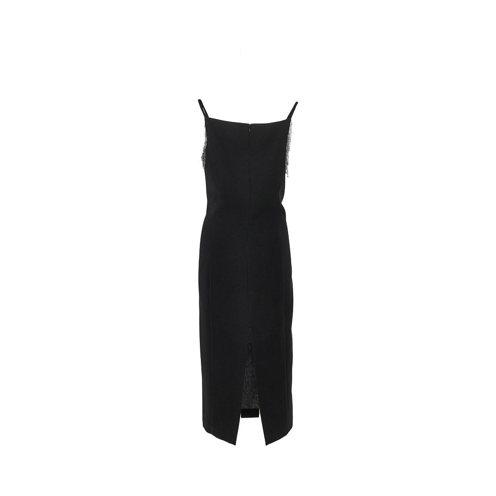 midi dress with jewelled shoulders